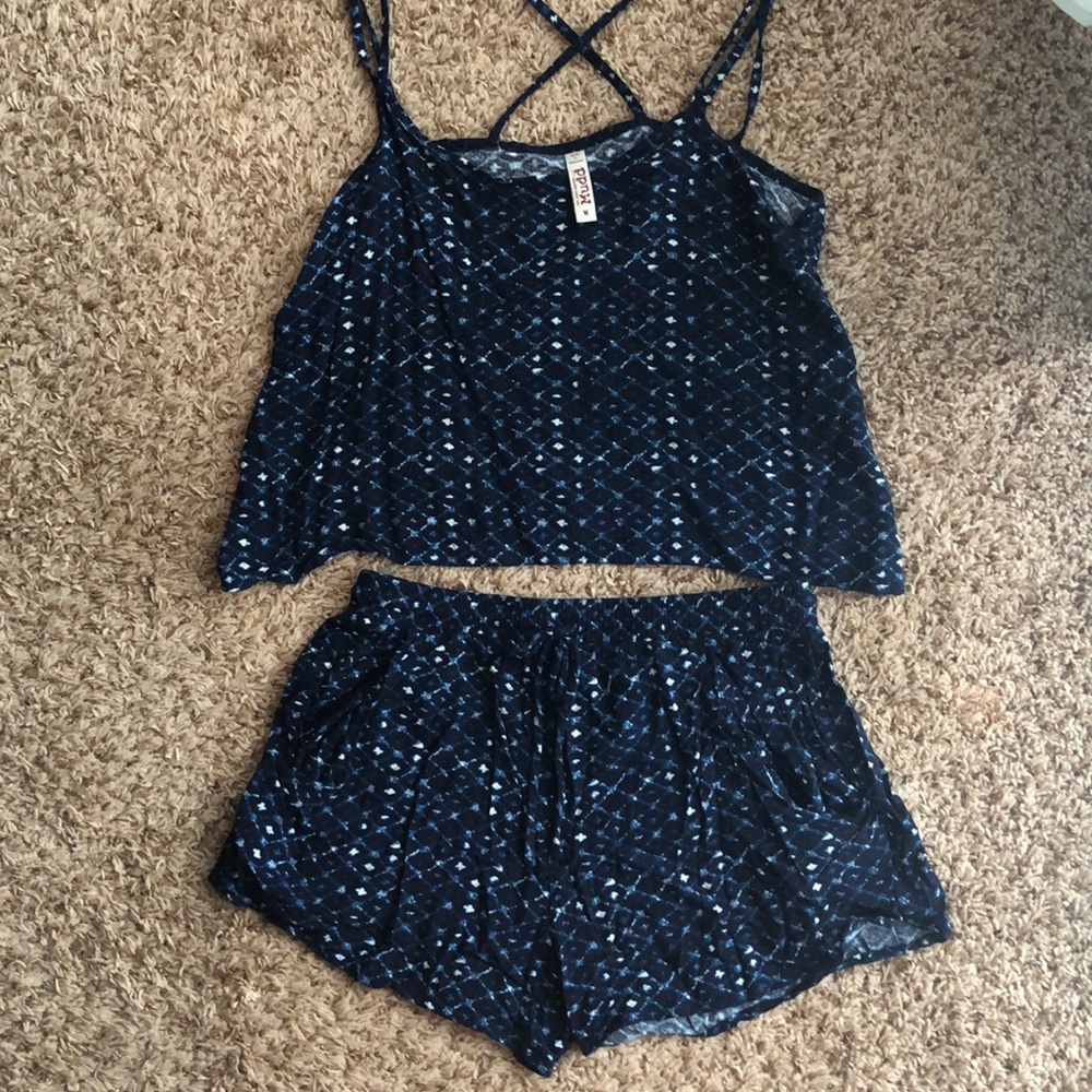 Two piece crop top and shorts
